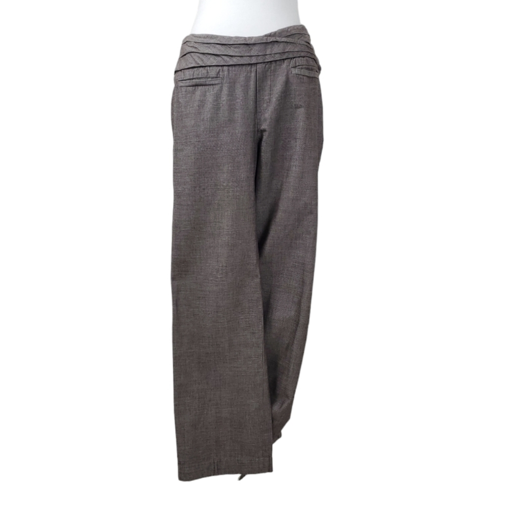 Elevenses Anthology Wide leg cotton trousers. Brown. Size 10